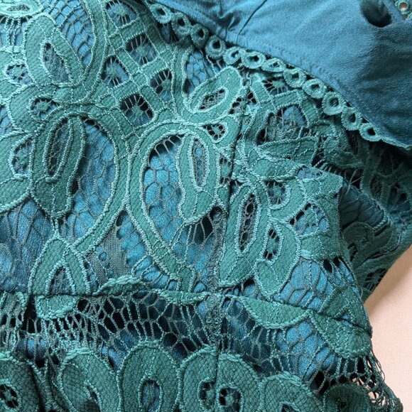 Midi Length Green Lace Dress Size Medium - Picture 10 of 10